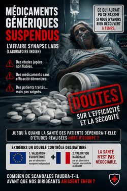 ARTICLE PRESSE SUSPENSION MEDICAMENTS GENERIQUES