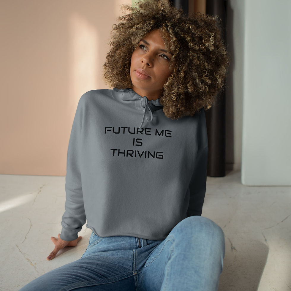 Thumbnail: Crop Hoodie — "Future Me Is Thriving" Inspirational Cropped Hoodie