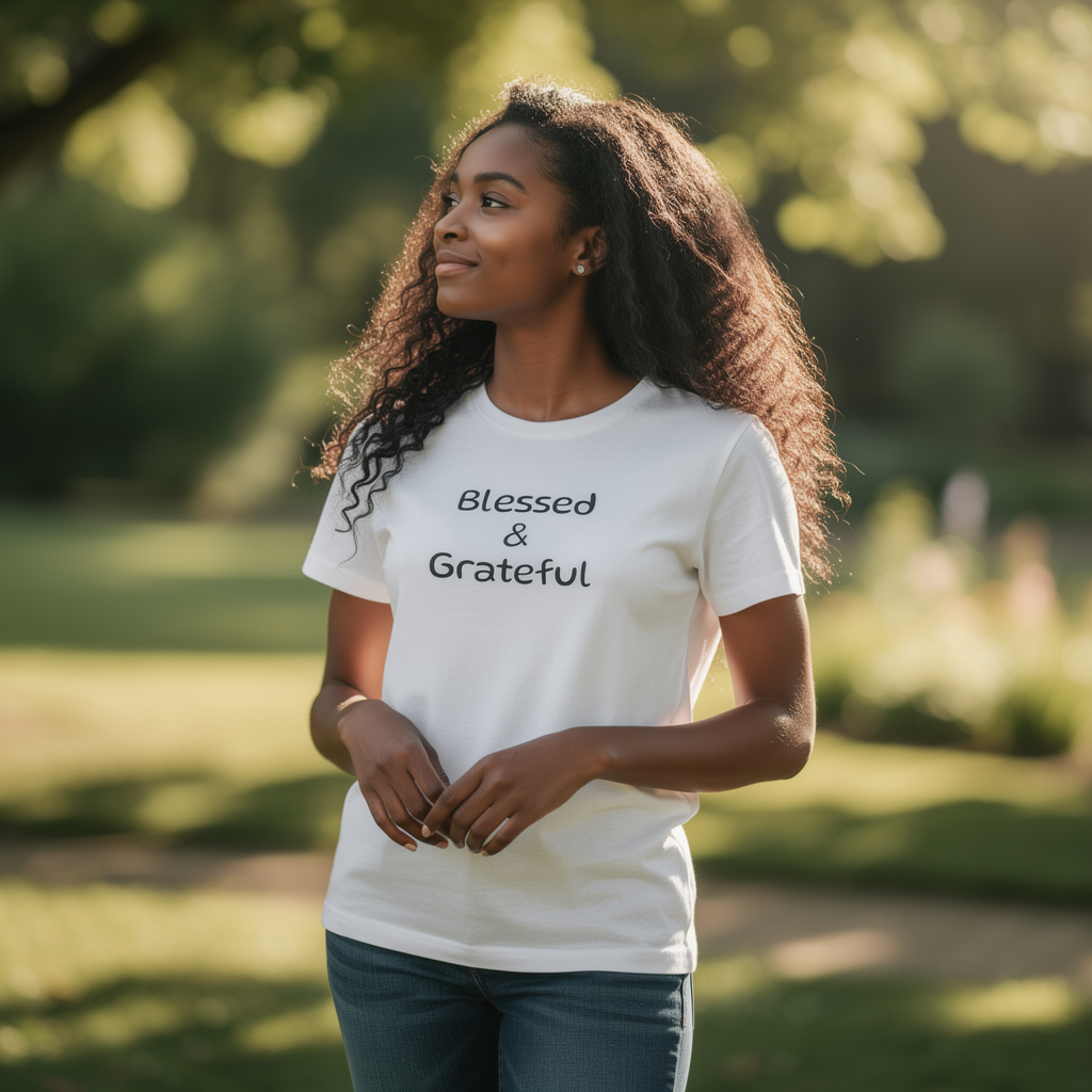 Blessed & Grateful Tee — Minimal Inspirational Graphic Shirt