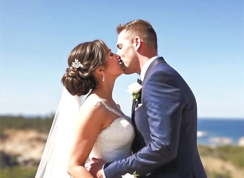 Wedding Couple kissing with love and passion
