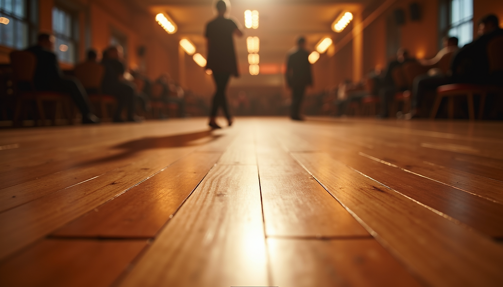 A polished wooden dance floor ready for practice
