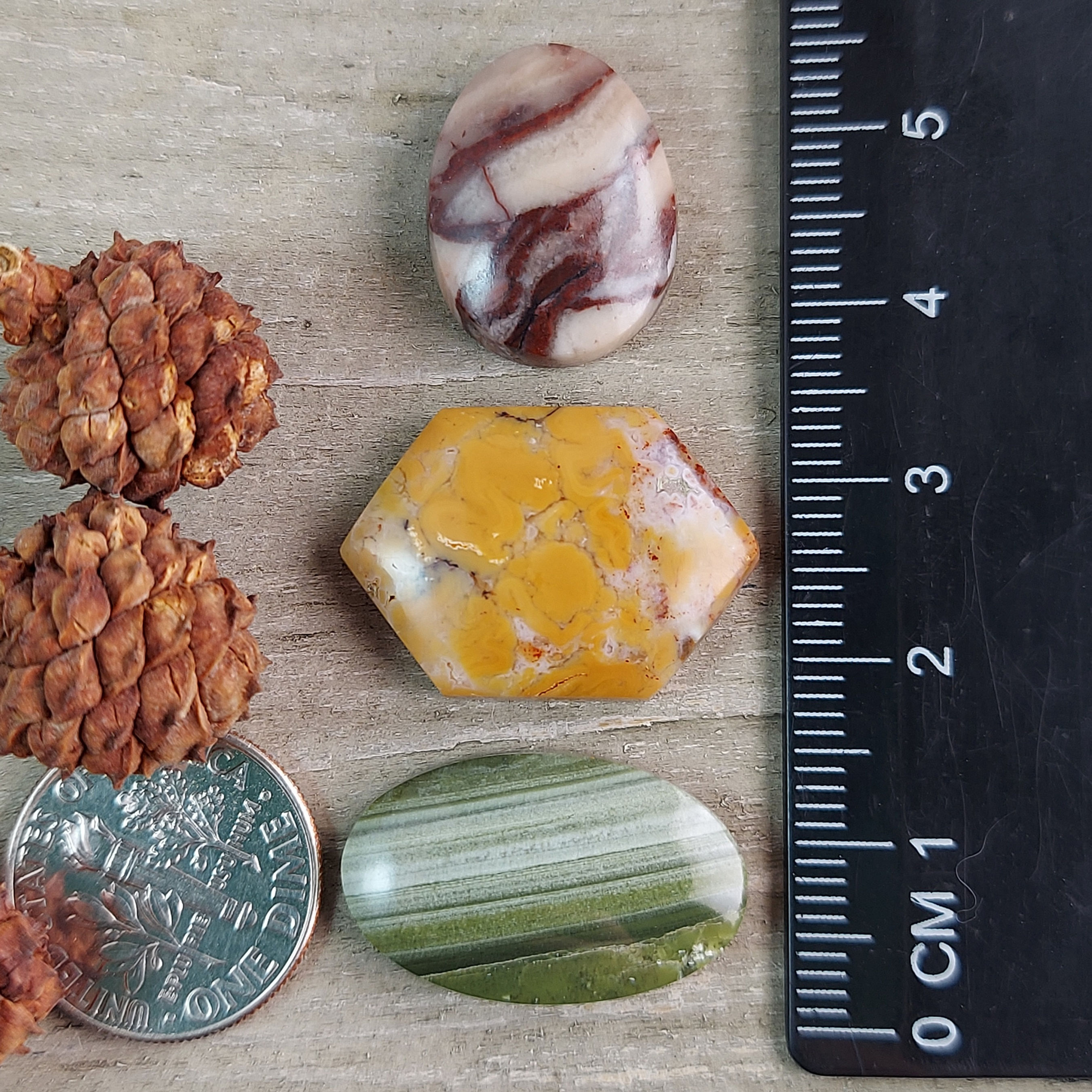 Dendritic Yellow Opal / Ricolite Serpentine / Tiffany Stone Set