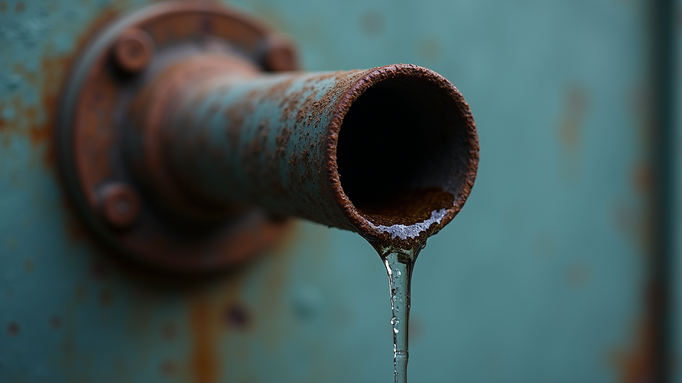 Close-up view of a pipe with a leak