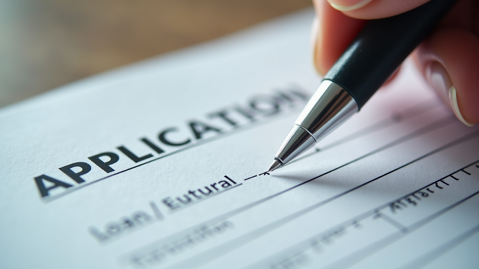 Close-up view of a loan application form with a pen
