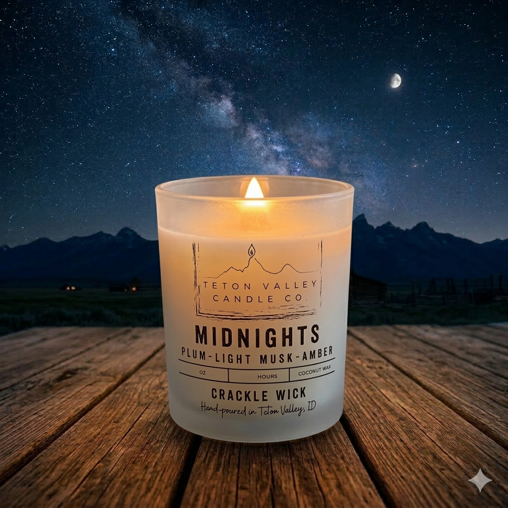 Midnight candle on table with milky way galaxy in the background