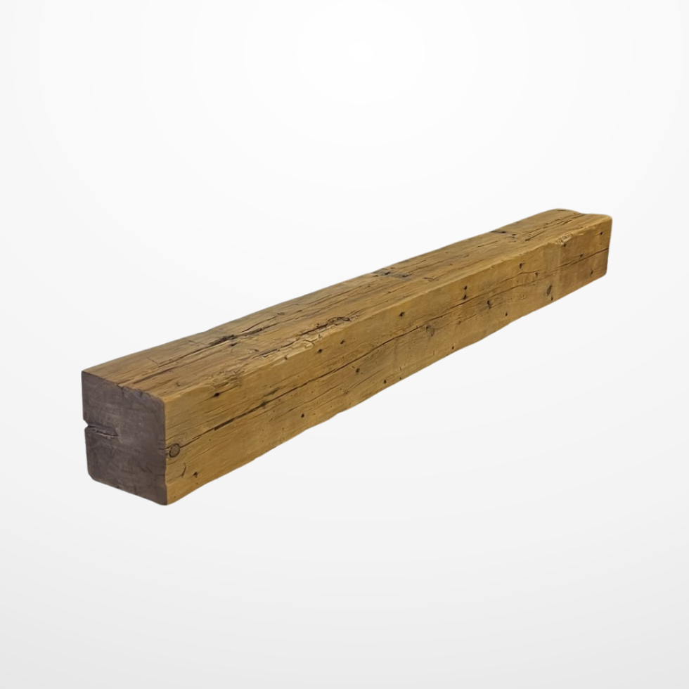 Weathered Antique mantel made from reclaimed wood.