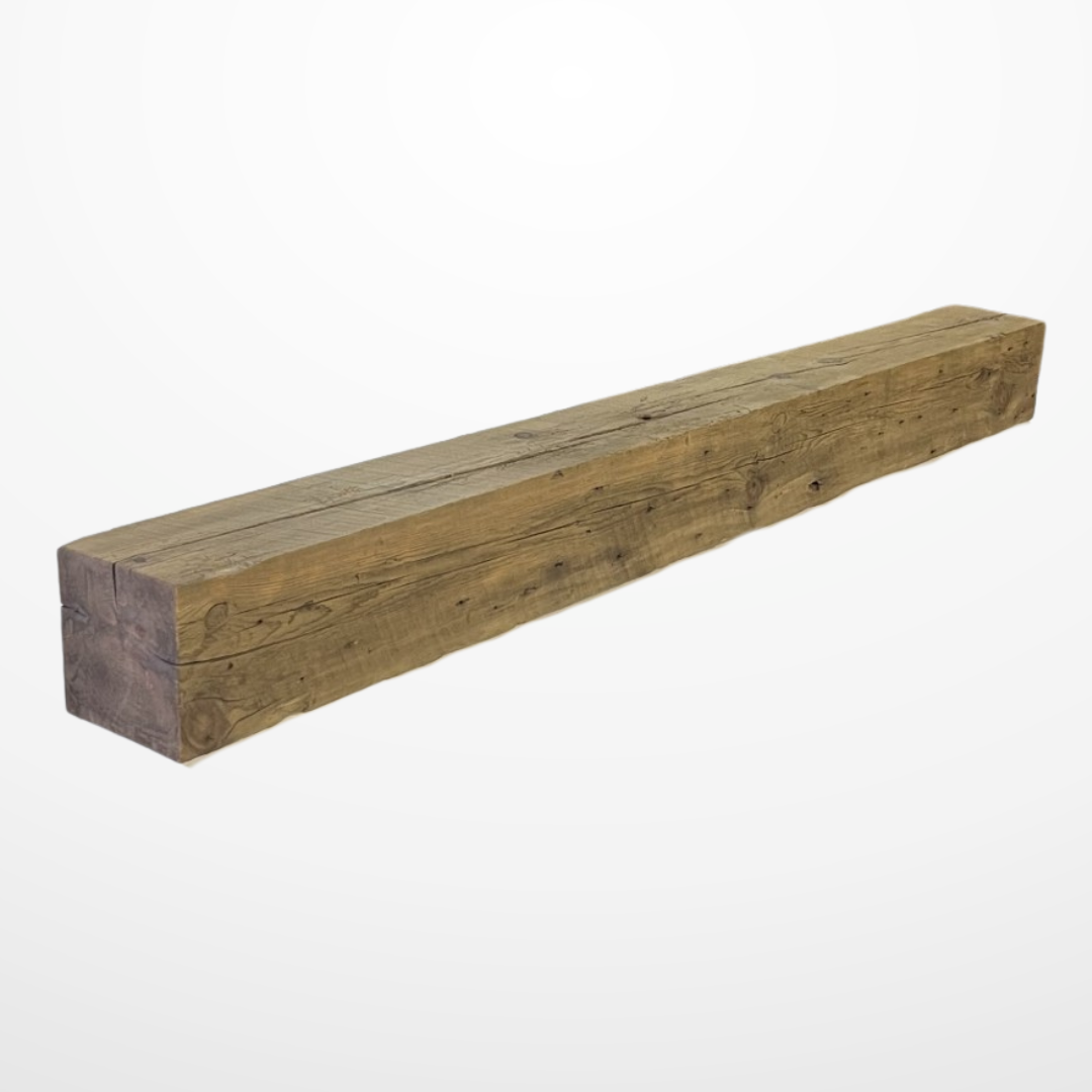 Weathered Antique mantel made from reclaimed wood.