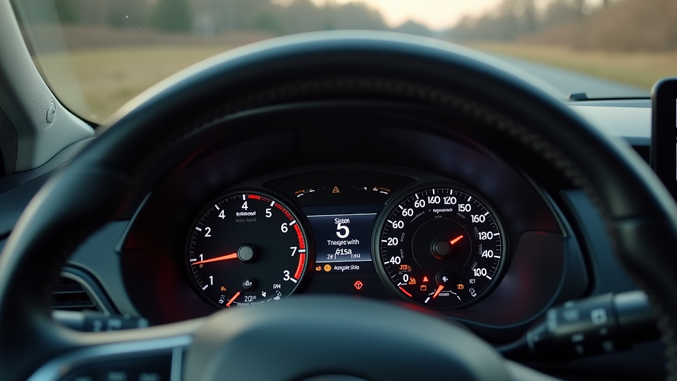 Close-up of car dashboard showing increased horsepower after tuning