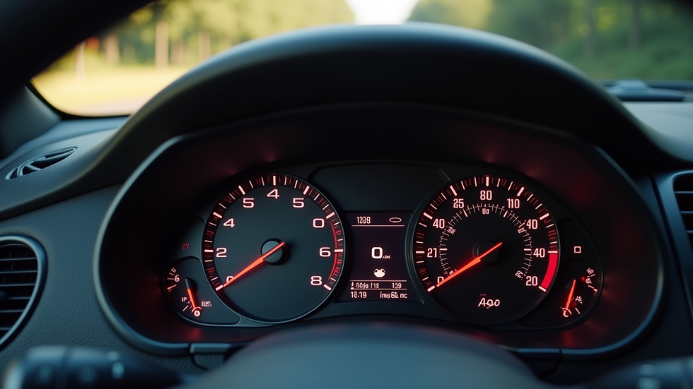 close-up view of car dashboard showing increased horsepower