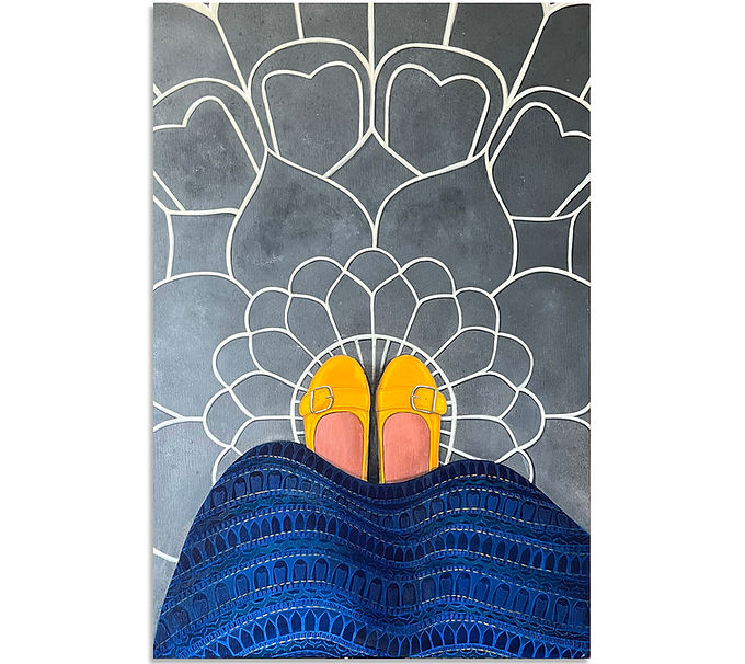 vicariously, frisson, acrylic on canvas, art, abstract art, feet painting, textile pattern