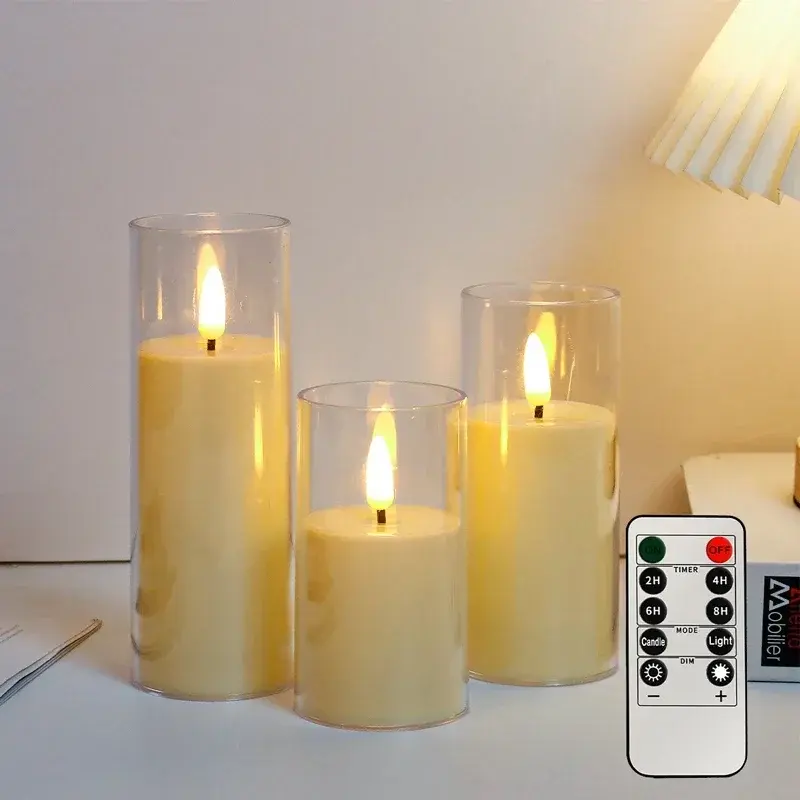 Thumbnail: Led Electronic Candles Light Flameless Remote Timer Flickering Lamp Clear