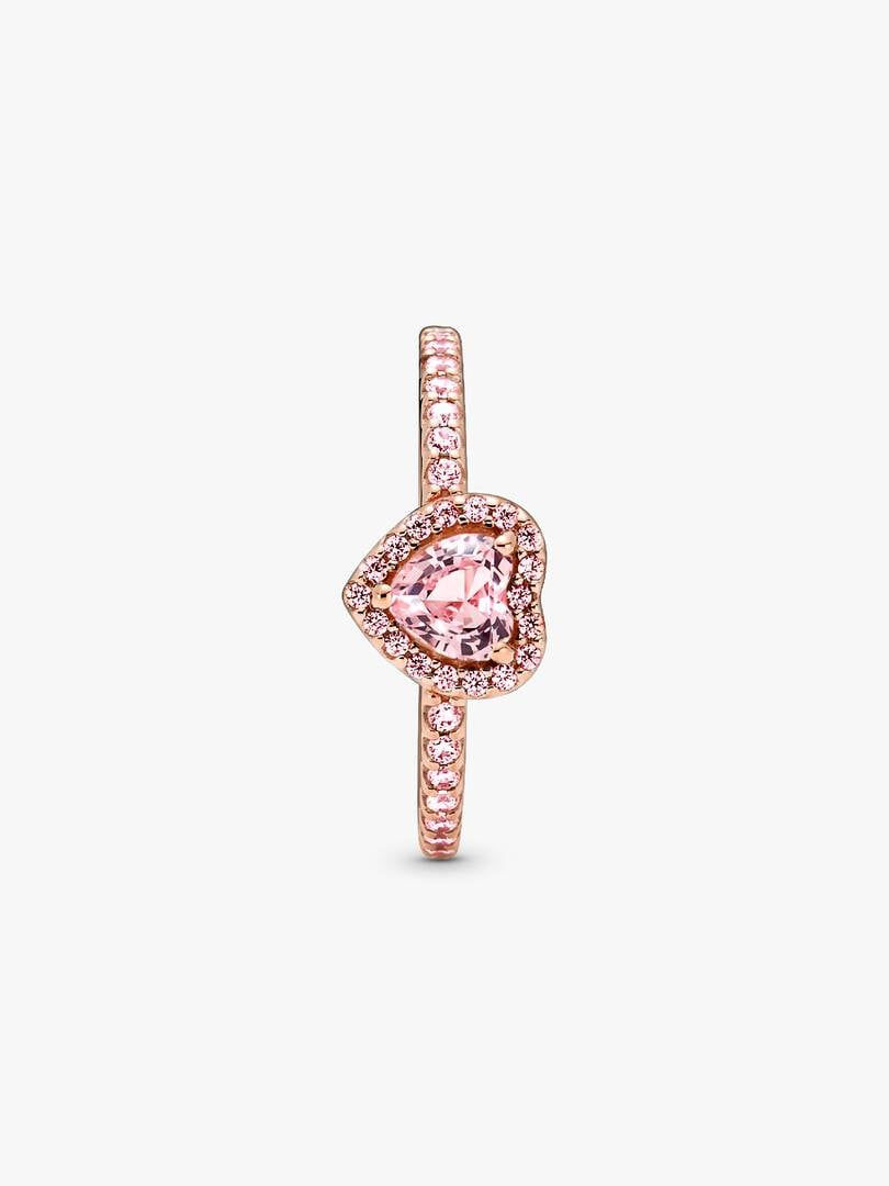 Anillo Rosegold Corazón Brillante Elevado