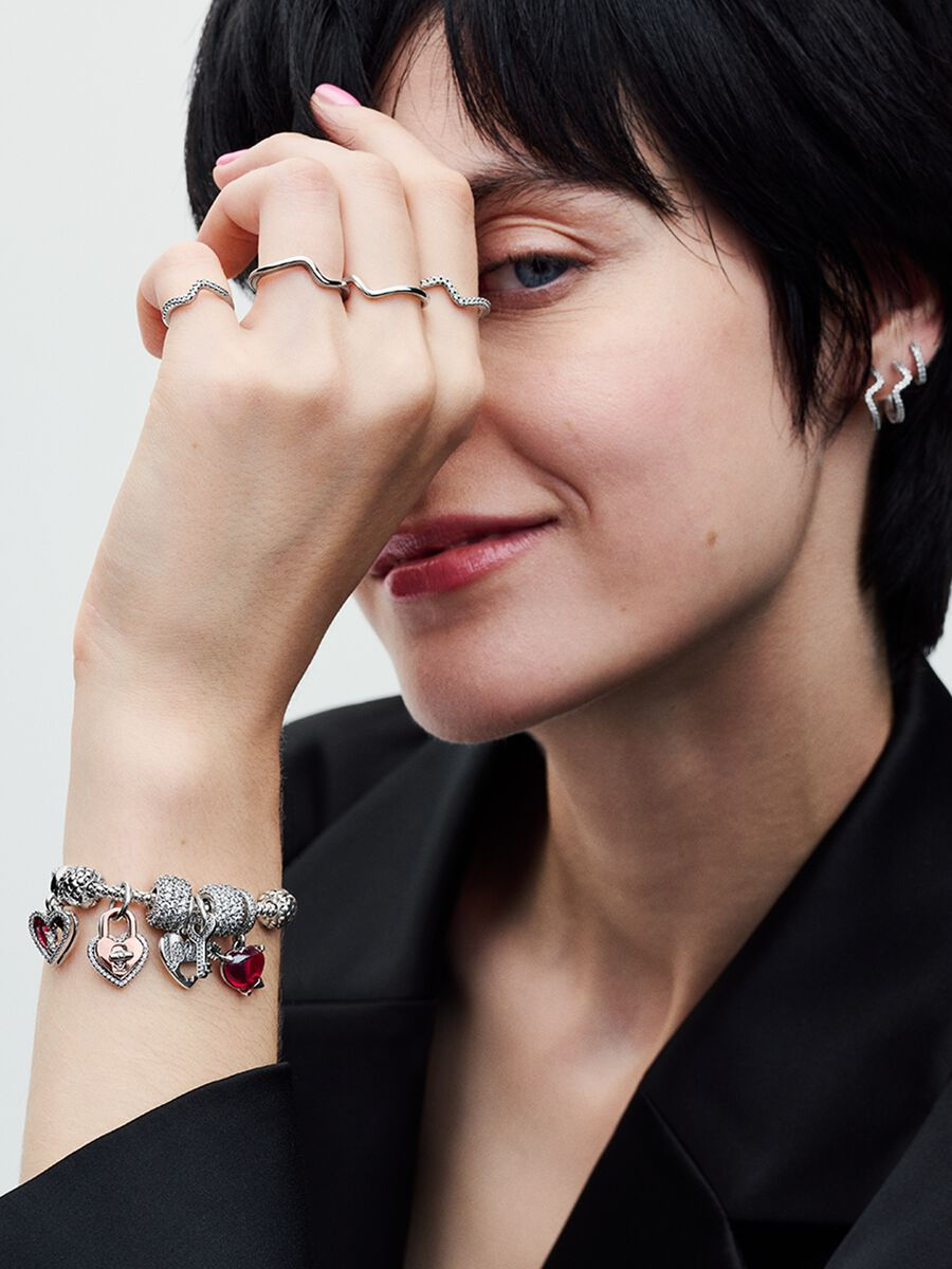 Miniatura: Charm Colgante Corazón y Flecha Cristal de Murano Rojo