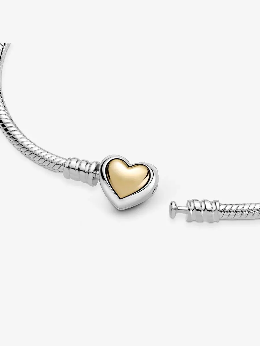 Miniatura: Pulsera de cadena de serpiente con cierre de corazón dorado abovedado