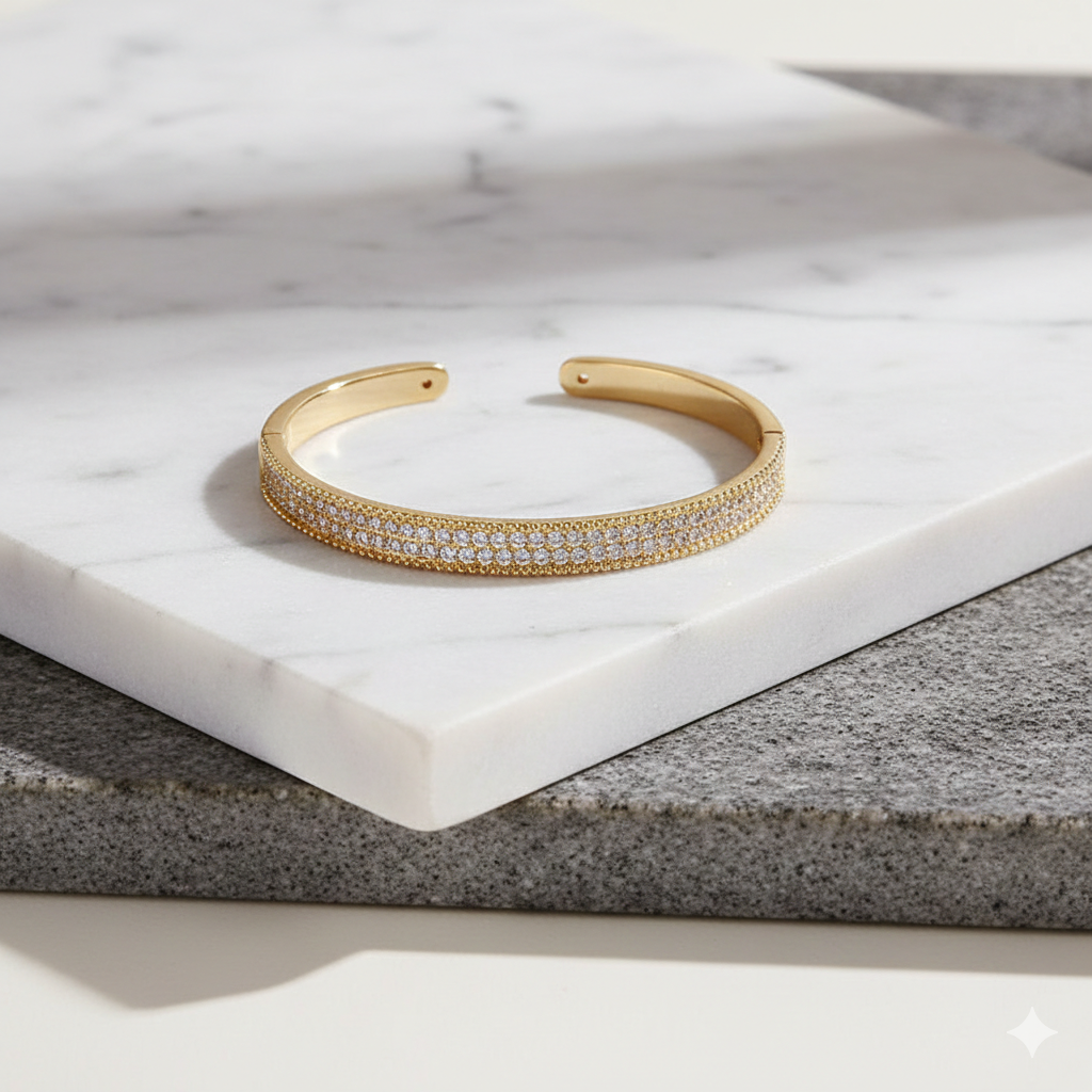 (#3M) Brazalete de Acero Inoxidable con Zirconias Para DAMA