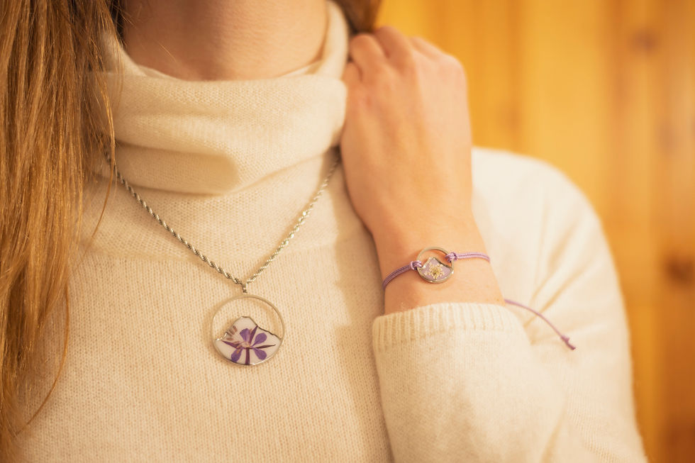 Miniatura: Ciondolo, Collana Monte Bianco, fiori di montagna, resina, Epilobio