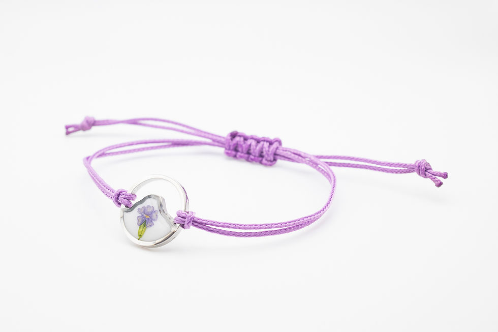 Miniatura: Bracciale regolabile lilla "Monte Bianco", con fiori di Primula