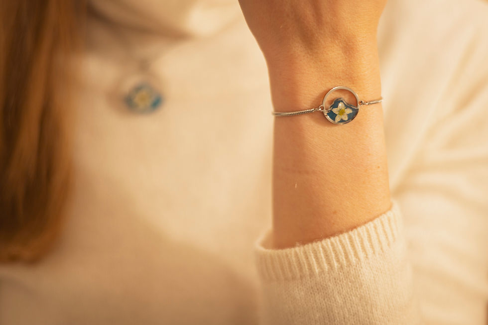Miniatura: Bracciale regolabile Monte Bianco, fiori di montagna, resina, Sassifraga