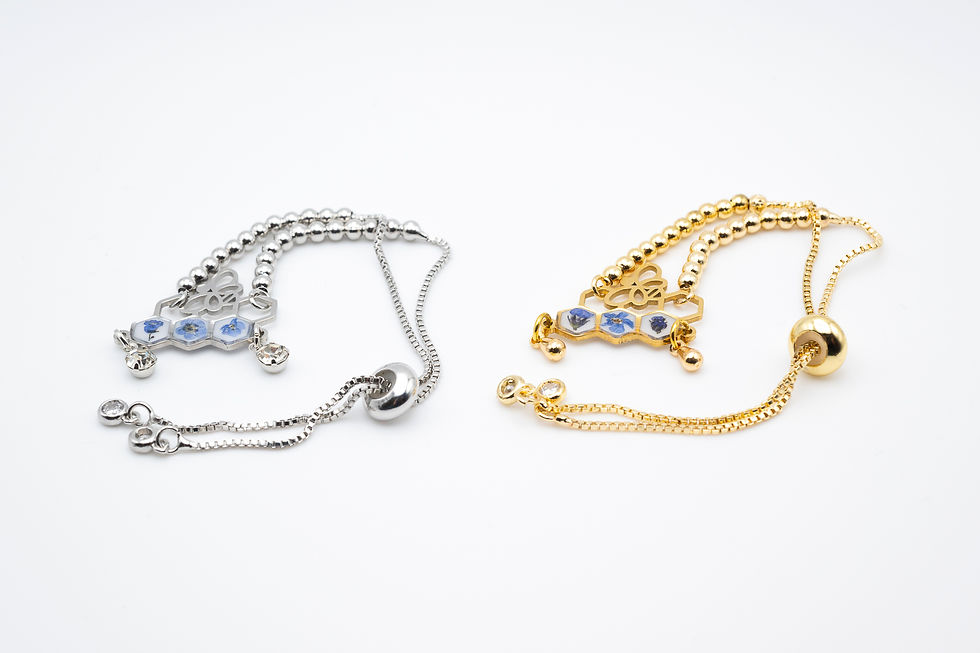 Miniature : Bracciale ad alveare, con fiori di "Non ti scordar di me"