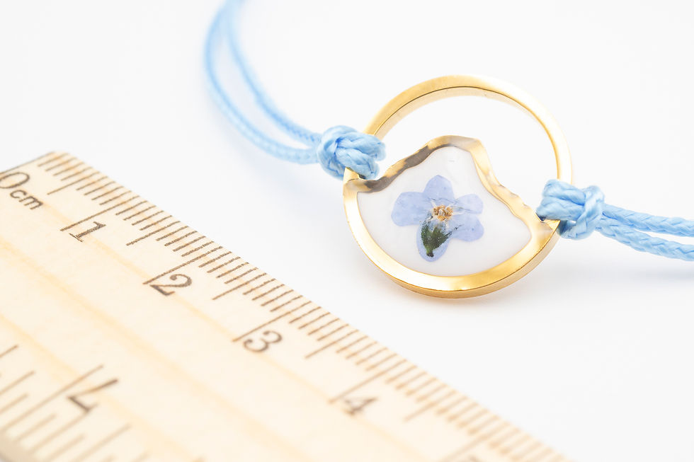 Thumbnail: Bracciale Monte Bianco, fiori di montagna, resina, Non ti scordar di me