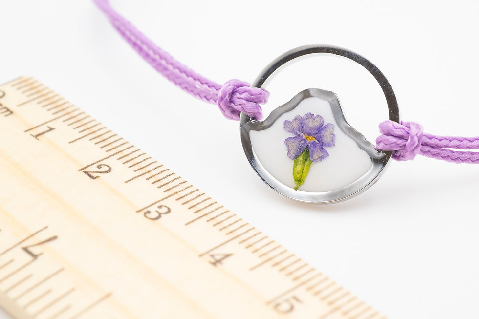 Thumbnail: Bracciale regolabile lilla "Monte Bianco", con fiori di Primula