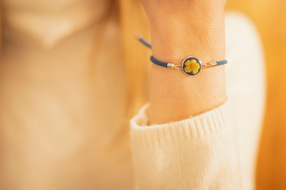 Miniatura: Bracciale regolabile, resina, fiori di montagna, Potentilla, Valle d'Aosta