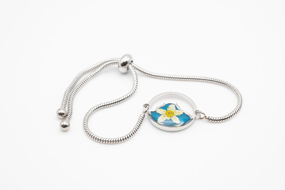 Miniatura: Bracciale regolabile Monte Bianco, fiori di montagna, resina, Sassifraga