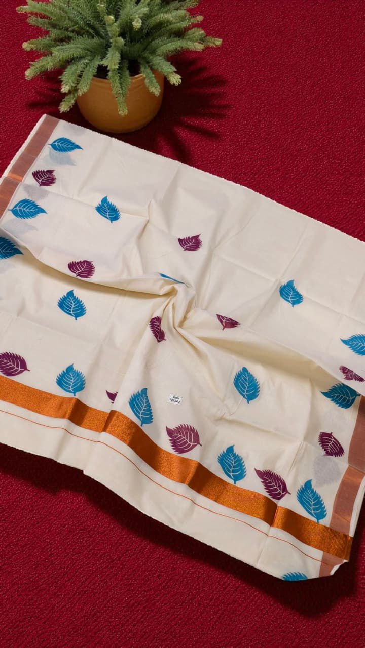 Kuthampully Set saree printing