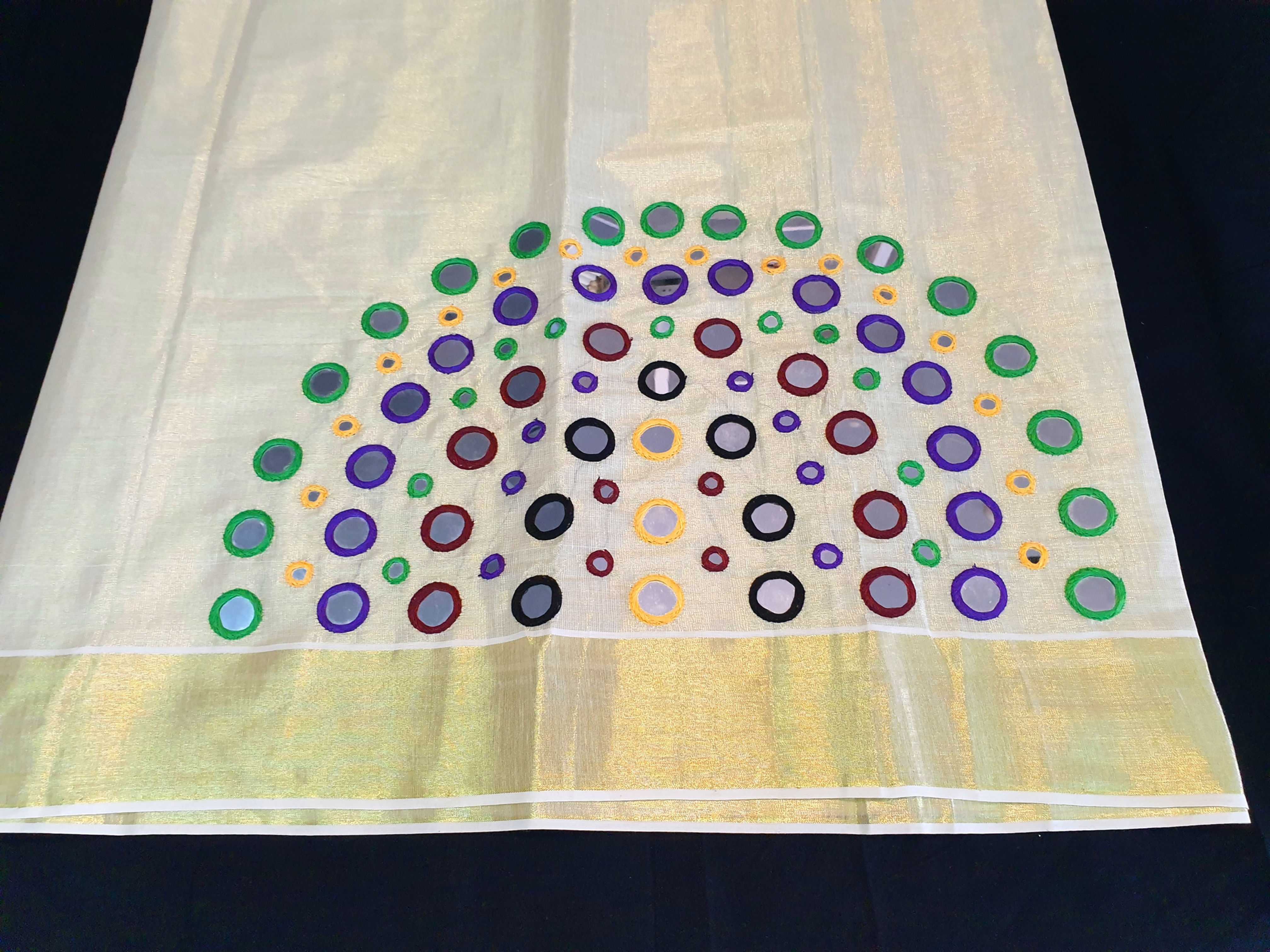 Kuthampully Tissue Hand Work Saree _ Kerala saree 6.25mtr