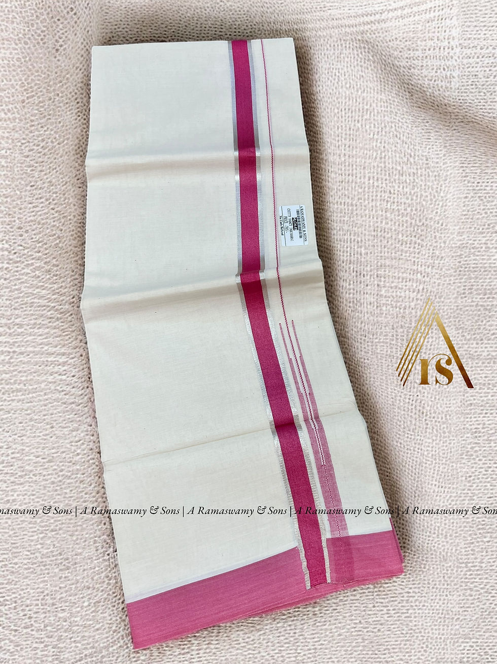 Thumbnail: Mens Dhoti Handloom quality Chutti mundu 100/100 pure Cotton Kuthampully