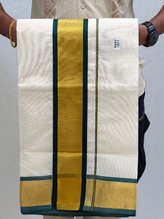 Thumbnail: Pure cotton 4 inch color border set sarees with blouse 