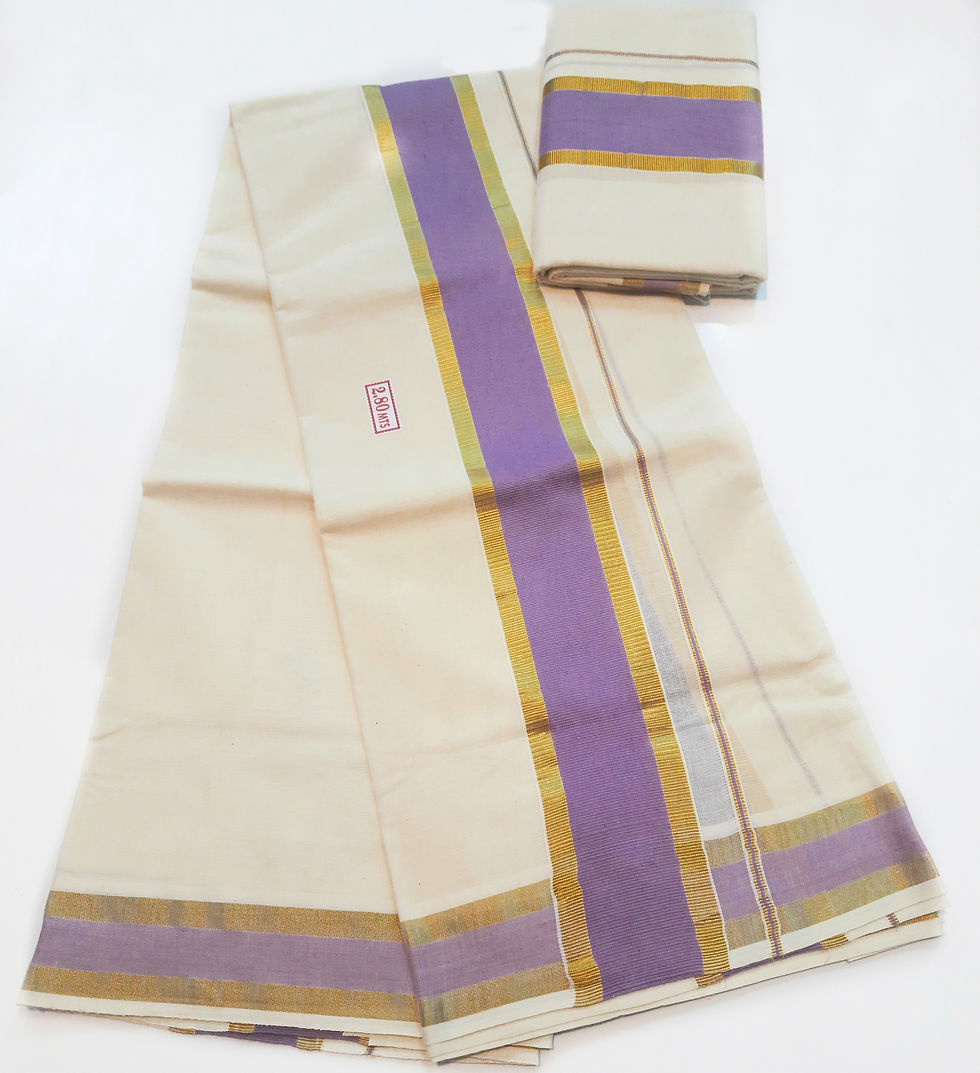 Thumbnail: Kuthampully Cotton High Quality Set Mundu _ 2.80mtr