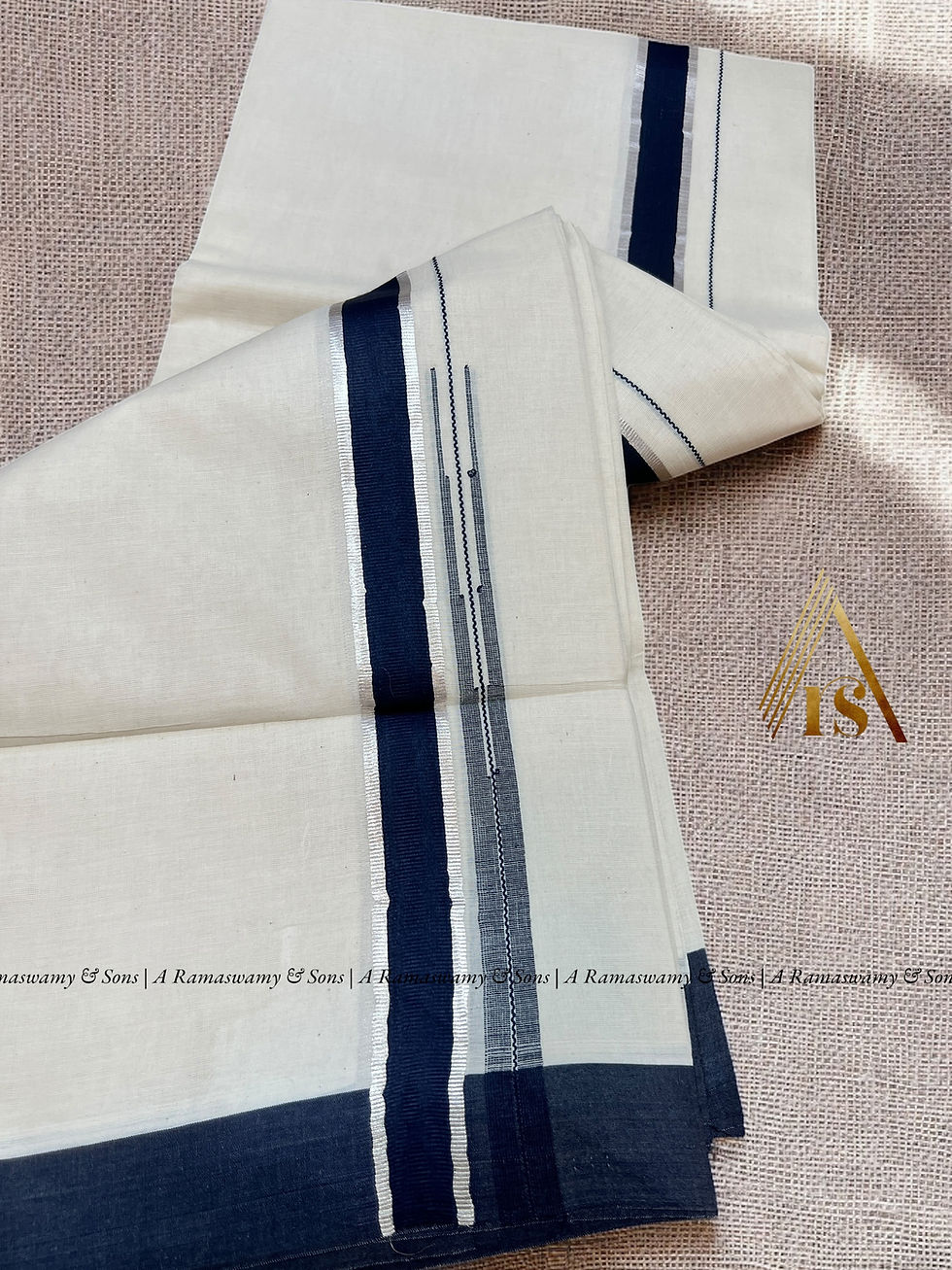 Thumbnail: Mens Dhoti Handloom quality Chutti mundu 100/100 pure Cotton Kuthampully