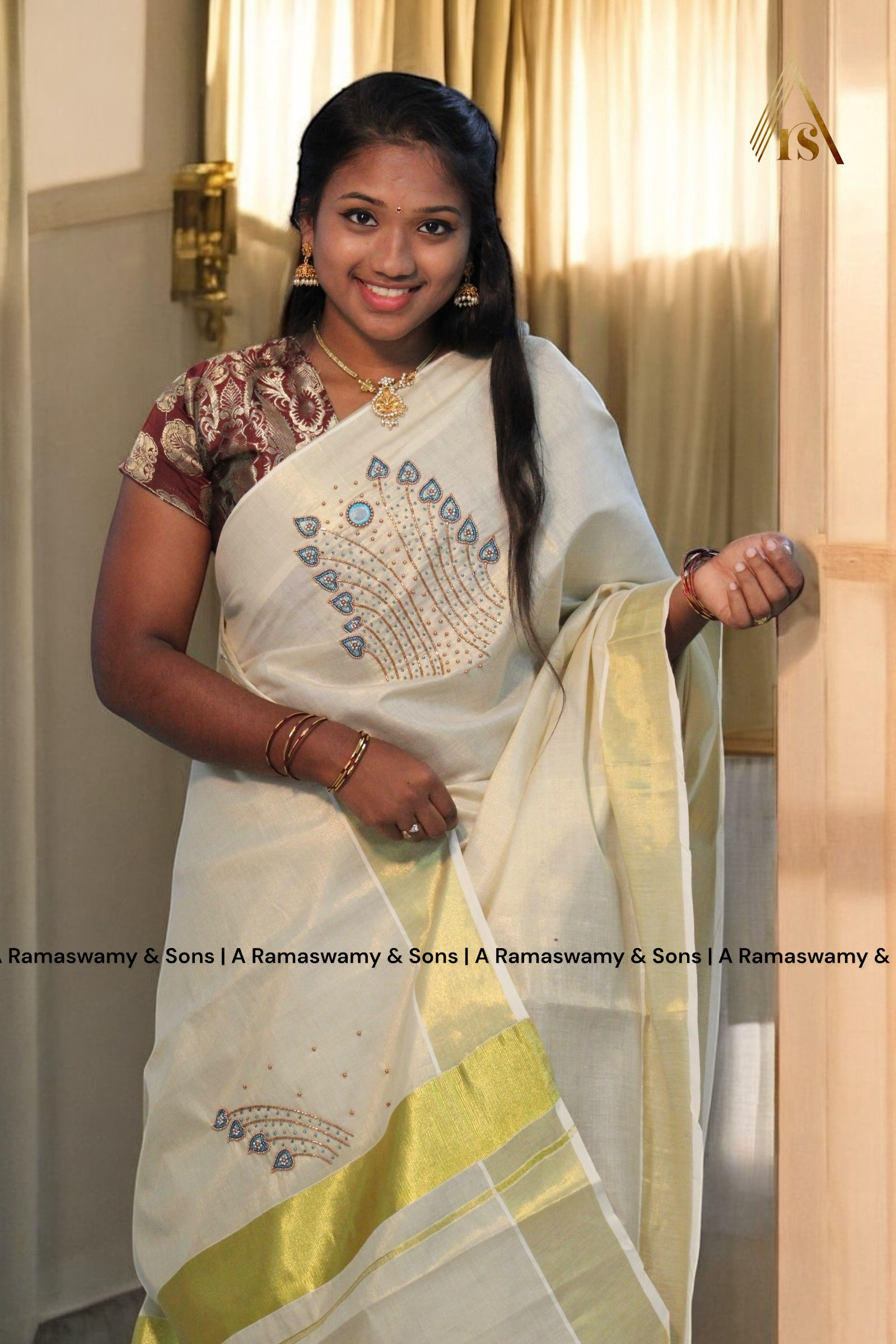 Luxury Tissue Saree Premium Handwork in Exclusive design _ Kerala saree