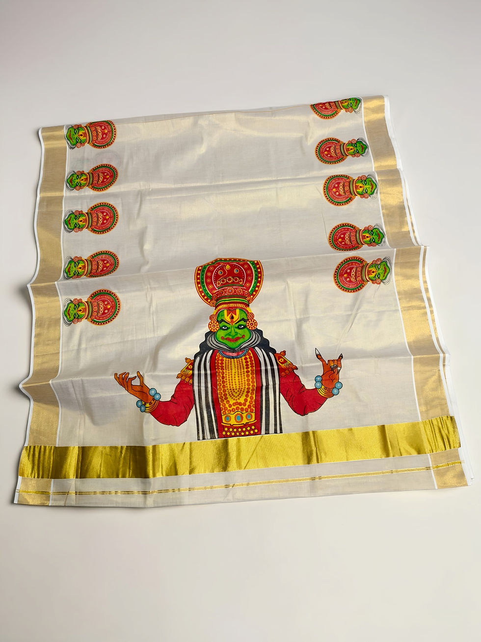 Thumbnail: Kerala Tissue Saree with Big Print Onam exclusive with blouse