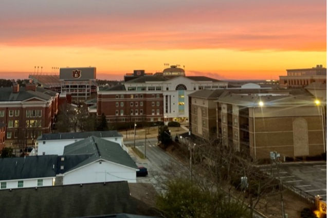 sunset over auburn's campus