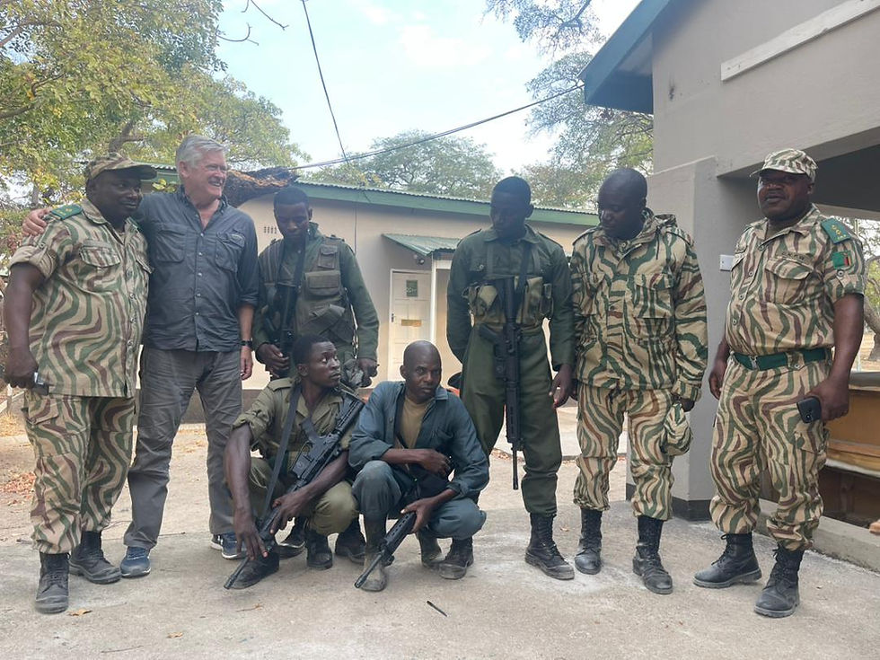 African Action Adventure Novels Author Trip Mackintosh Visiting Wildlife Rangers In Zambia