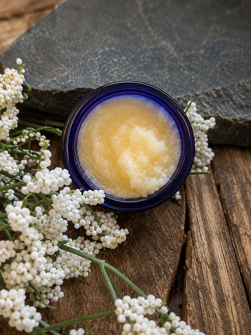 West Five Story product photography featuring a closed black jar of Sereni Glow No. 1 Facial Moisturizer with a custom circul