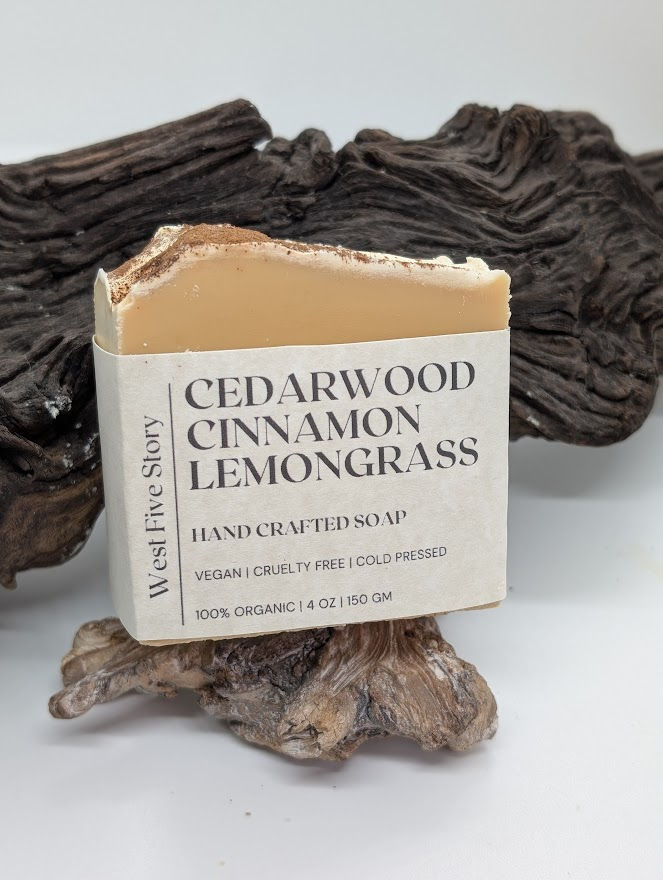 Cedarwood Cinnamon Lemongrass Soap handmade by West Five Story Natural Skincare