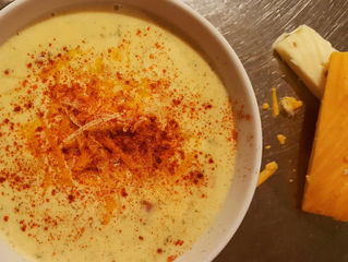 Keto | Creamy Cheddar Broccoli Soup with Ham