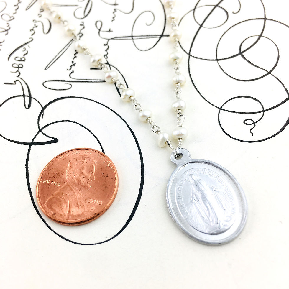 Thumbnail: Madonna Pendant with Pearl Rosary Chain