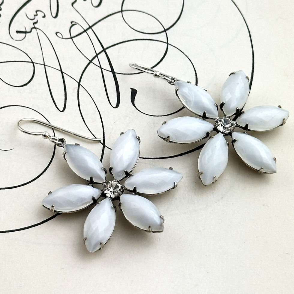 Classic White Vintage Flower Earrings