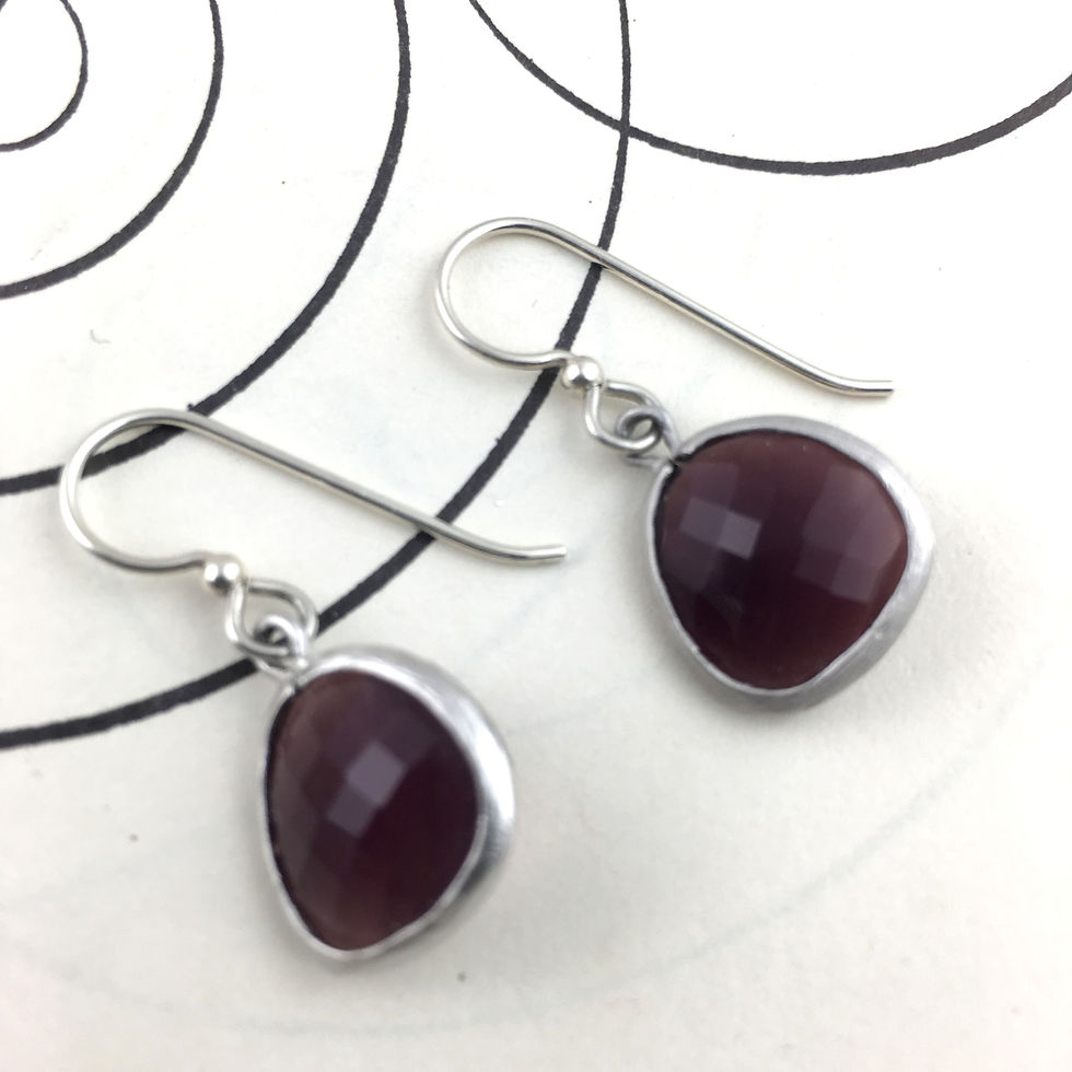 Maroon Crystal Silver Earrings