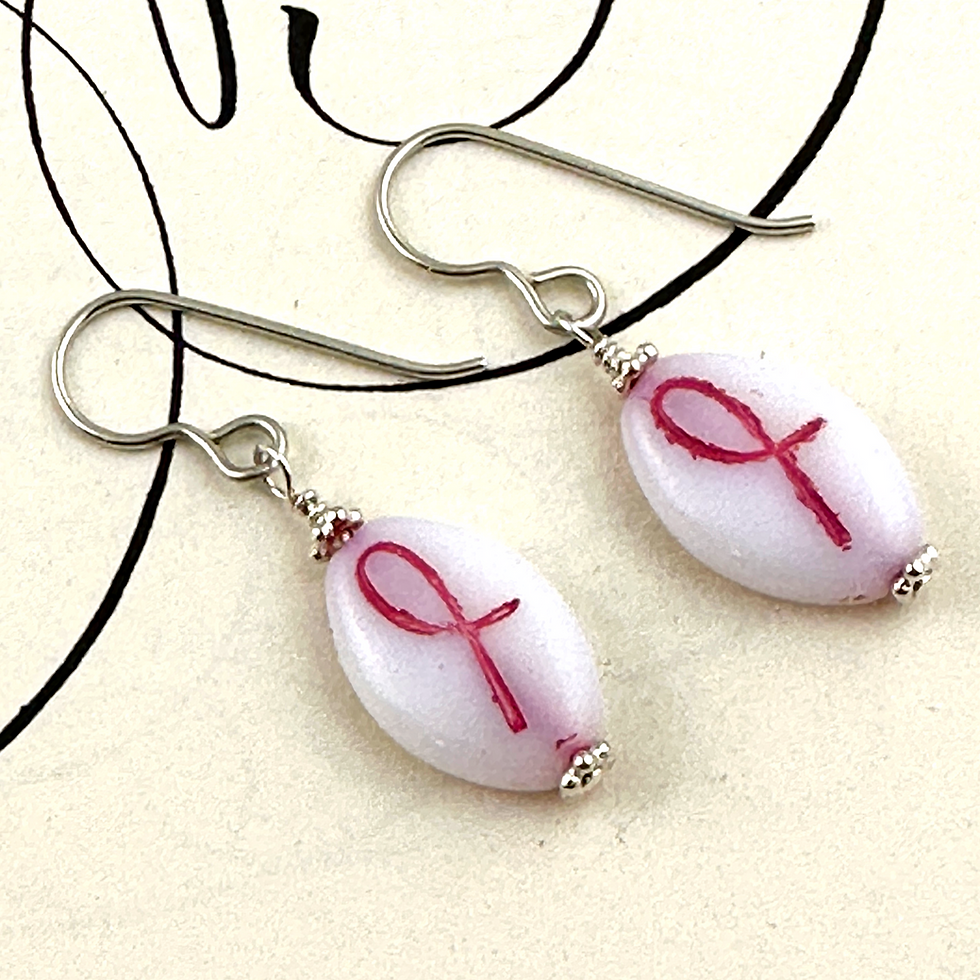 Thumbnail: Pink Ribbon Breast Cancer Earrings
