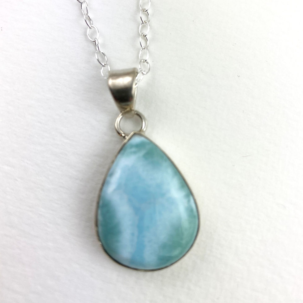 Larimar Silver Necklace - Teardrop