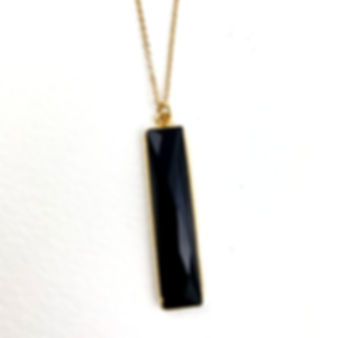 Black Rectangle Pendant Necklace