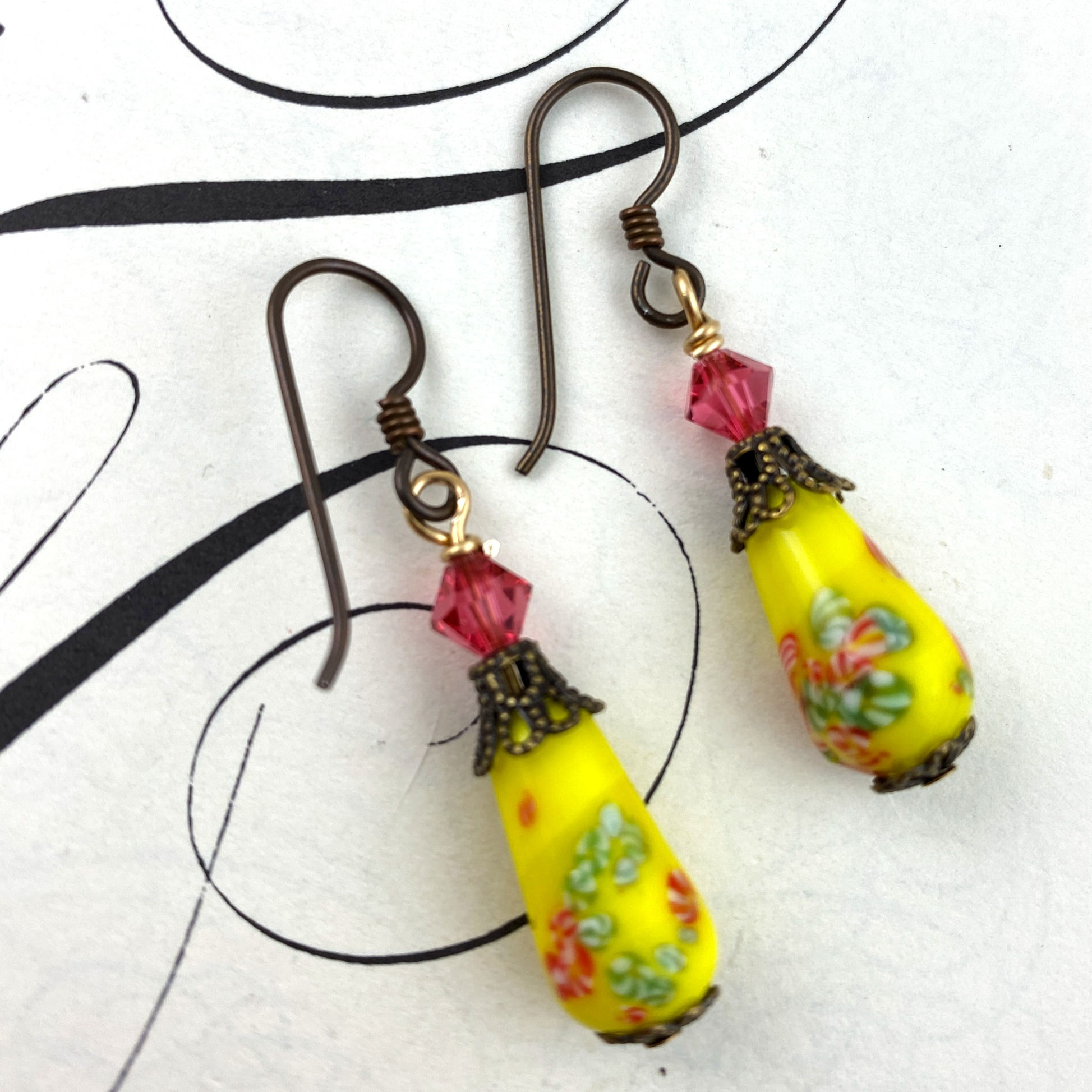Bright Yellow Vintage Earrings