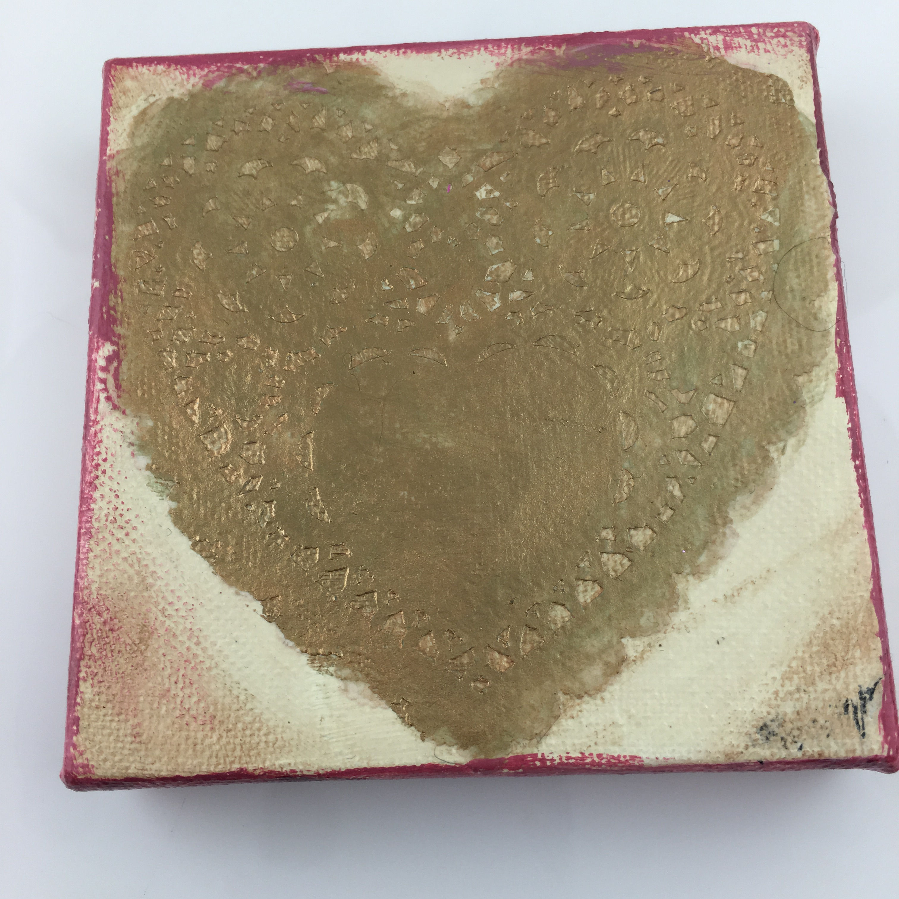 Heart Collage Painting - Gold Heart