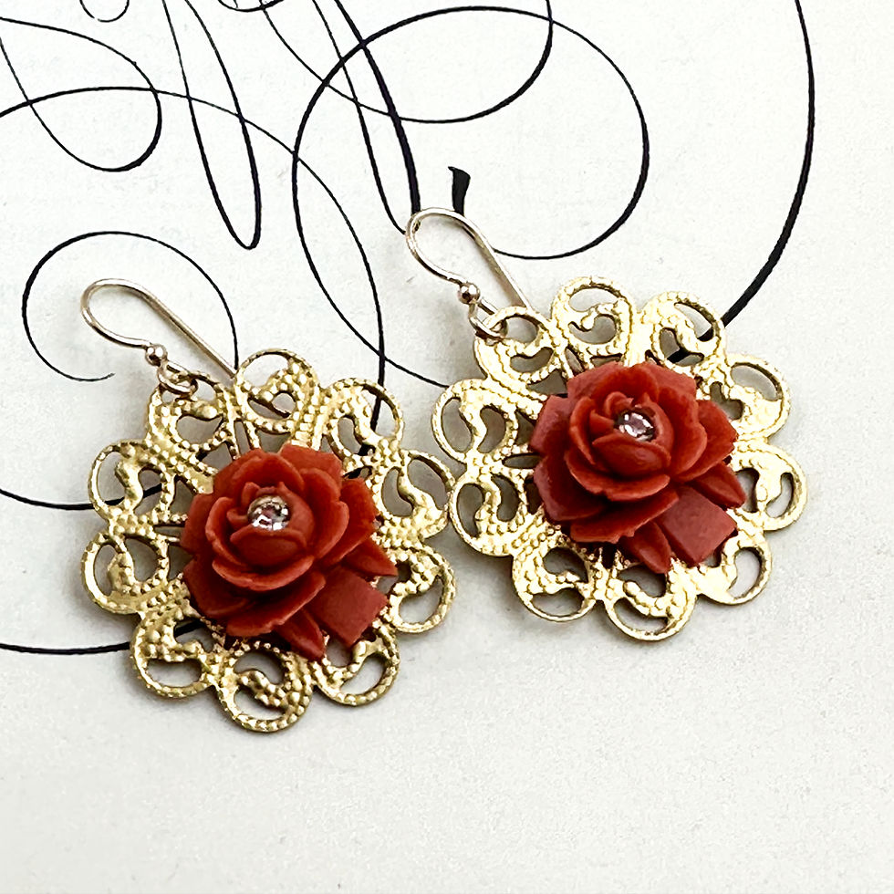 Orange Flower Vintage Earrings