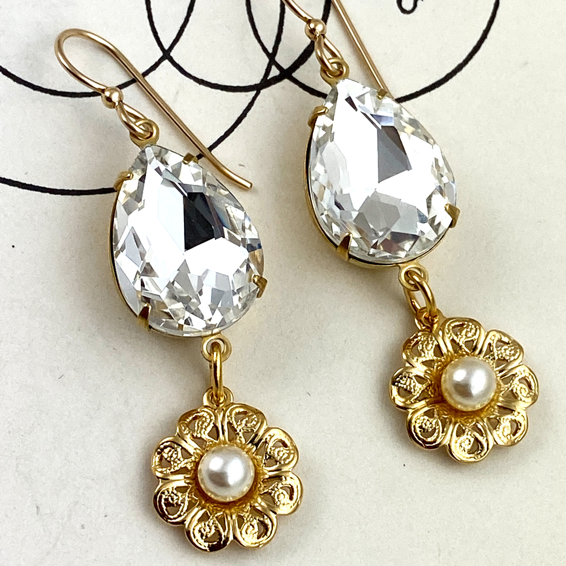 Sparkly Flower Vintage Earrings